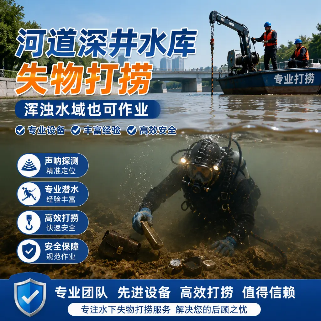 河道深井水库失物打捞，浑浊水域也可作业突泉